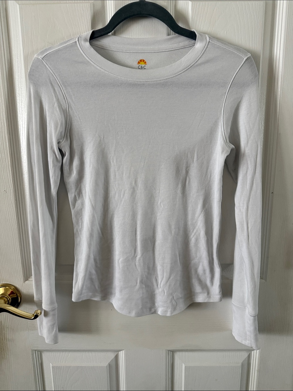 C&C California White Long Sleeve Crewneck Tee - Lightweight Cotton